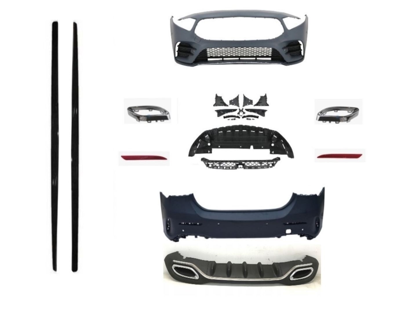 Mercedes W177 Uyumlu Sedan A Serisi Oem Amg Set (Ön Arka Tampon , Diamond Panjur Marşpiyel