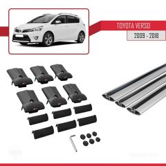 Toyota Verso 2009-2018 Arası ile Uyumlu FLY Model Ara Atkı Tavan Barı GRİ 3 ADET BAR