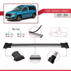 Ford Turneo Connect 2022 ve Sonrası ile Uyumlu FLY Model Ara Atkı Tavan Barı GRİ