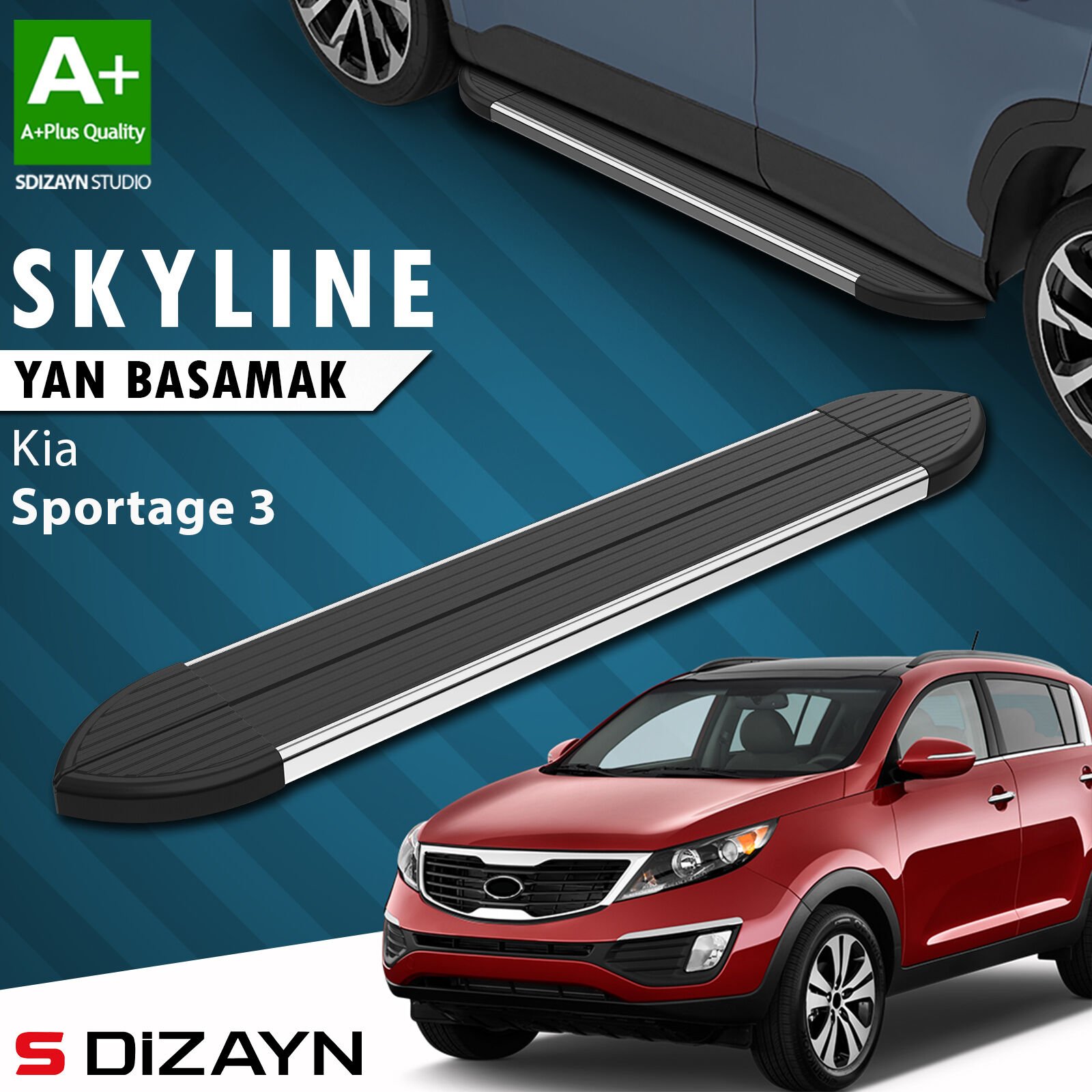 S-Dizayn Kia Sportage 3 Skyline Krom Yan Basamak 173 Cm 2010-2016 A+ Kalite