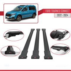 Ford Turneo Connect 2022 ve Sonrası ile Uyumlu FLY Model Ara Atkı Tavan Barı SİYAH 3 ADET BAR