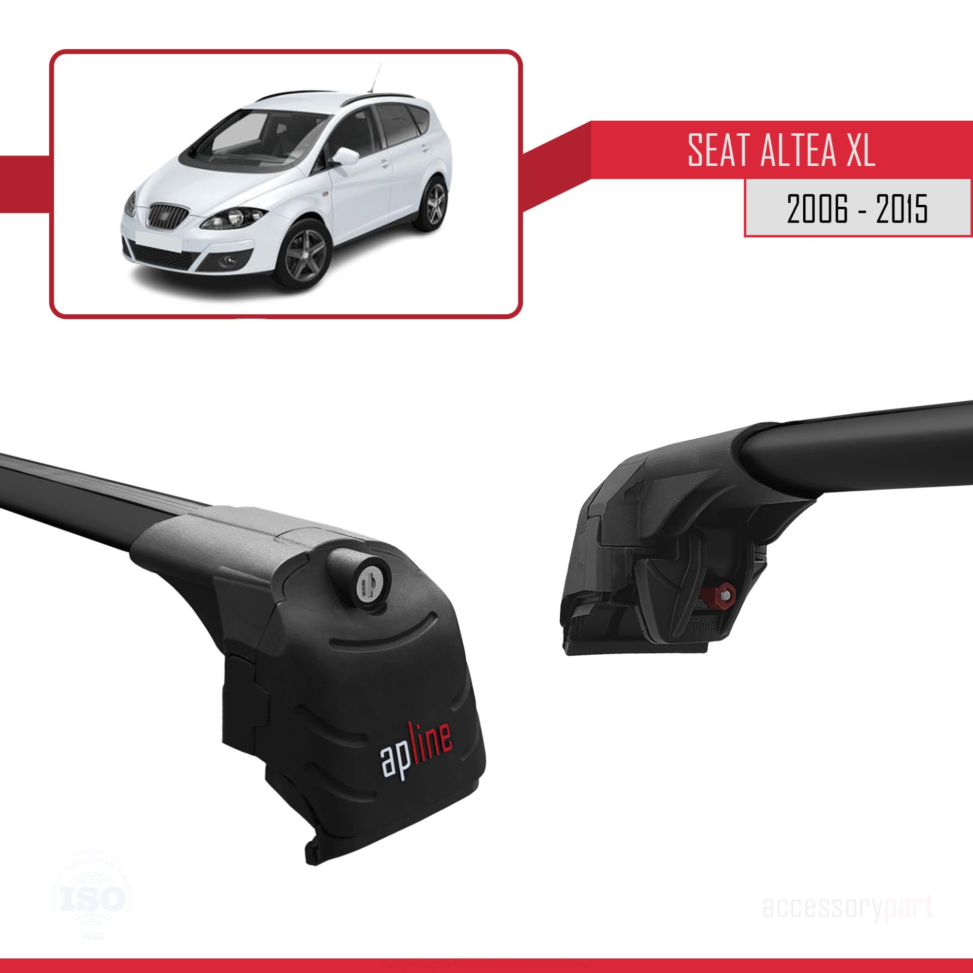 Seat Altea XL 2006-2015 Arası ile uyumlu ACE-2 Ara Atkı Tavan Barı SİYAH