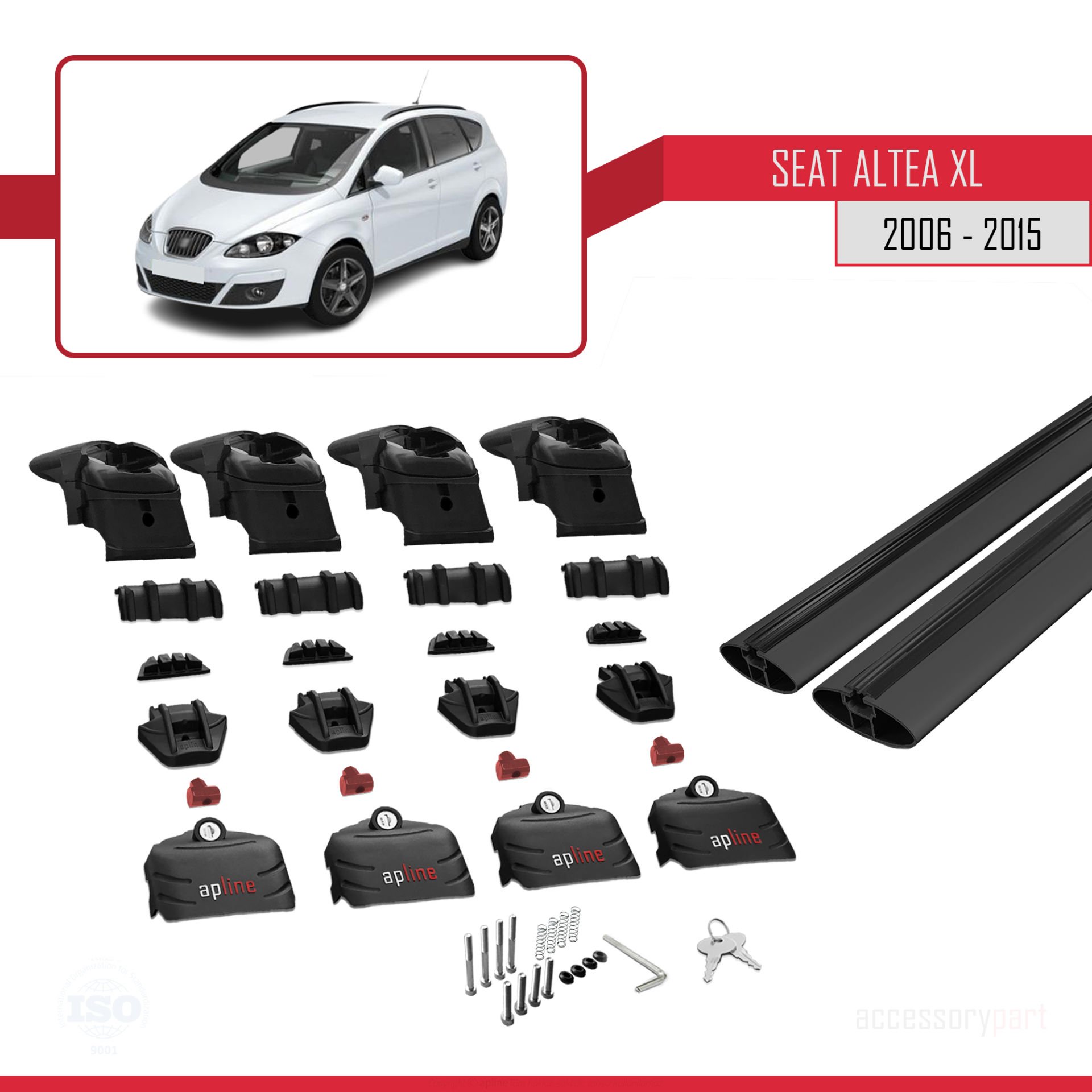 Seat Altea XL 2006-2015 Arası ile uyumlu ACE-2 Ara Atkı Tavan Barı SİYAH