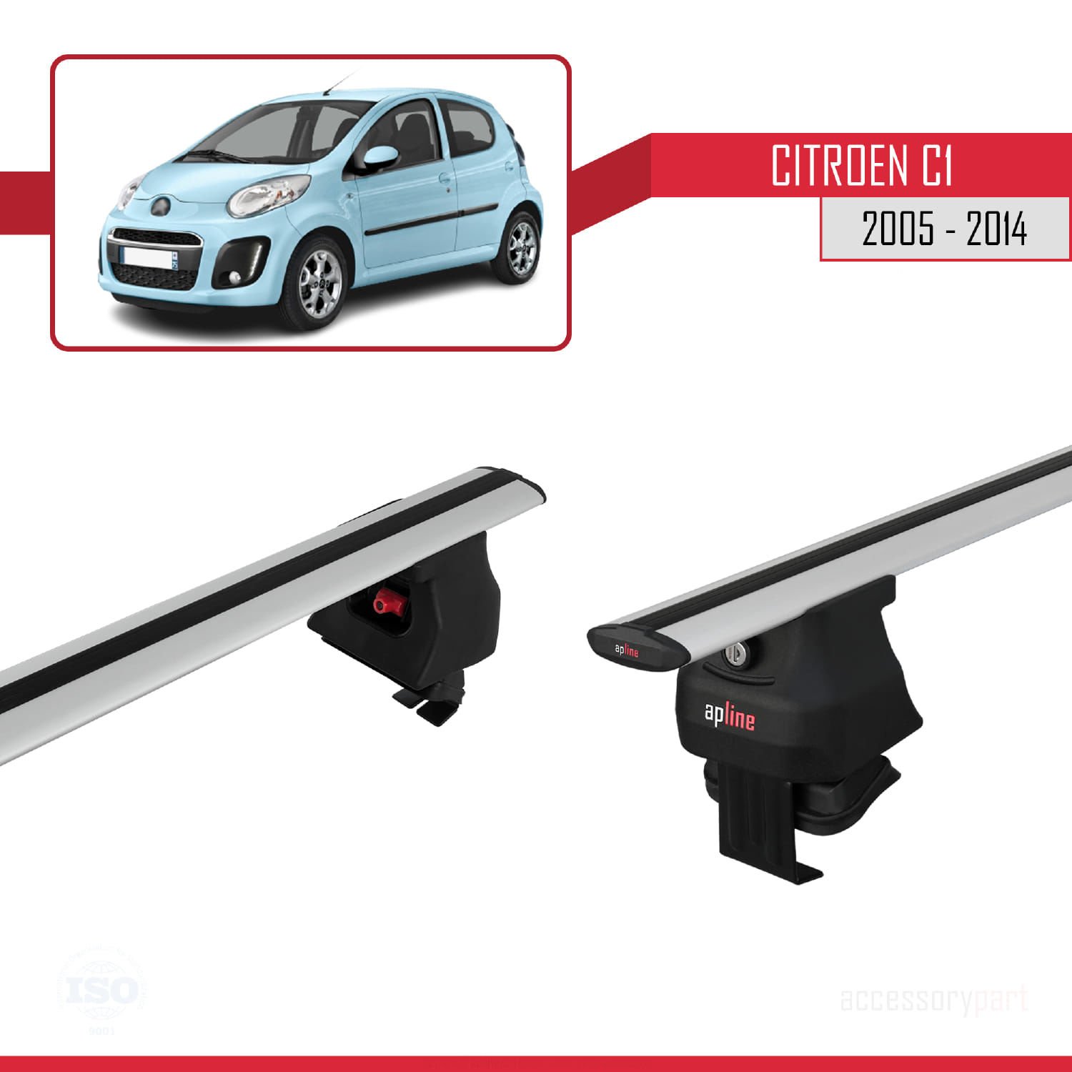 Citroen C1 2005-2014 Arası ile uyumlu ACE-4 Ara Atkı Tavan Barı GRİ