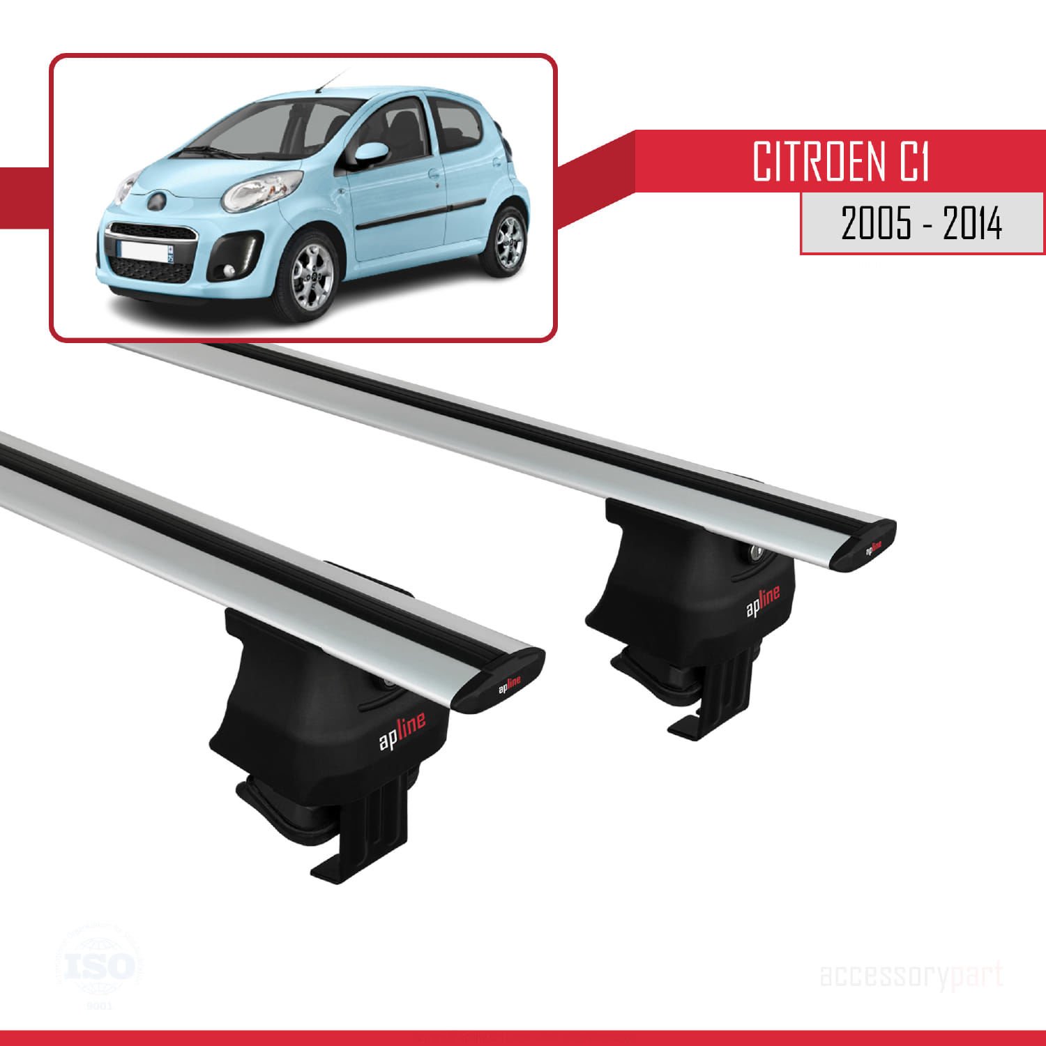 Citroen C1 2005-2014 Arası ile uyumlu ACE-4 Ara Atkı Tavan Barı GRİ