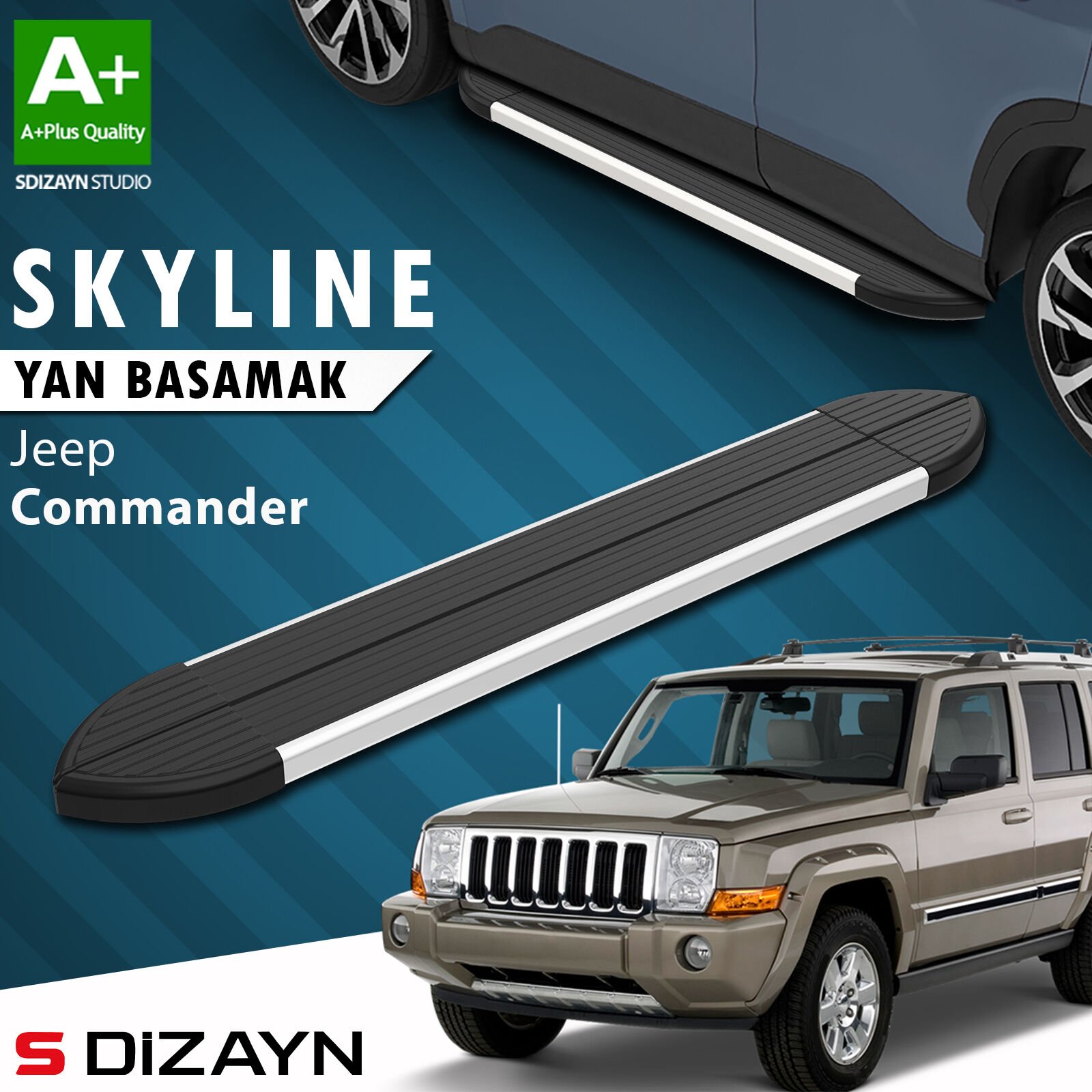S-Dizayn Jeep Commander Skyline Aluminyum Yan Basamak 173 Cm 2006-2010 A+ Kalite