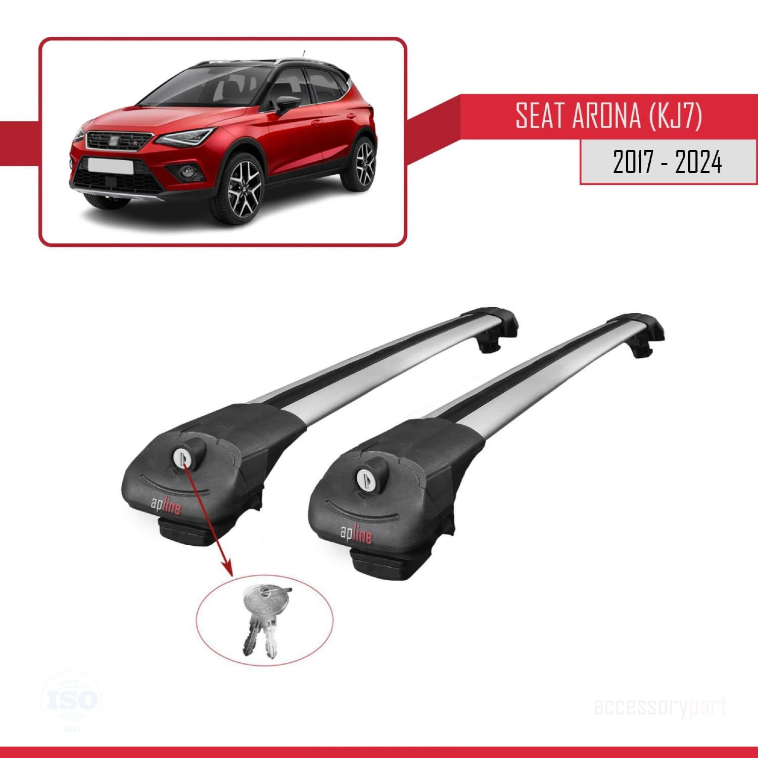 Seat Arona (KJ7) 2017 ve Sonrası ile uyumlu ACE-1 Ara Atkı Tavan Barı GRİ