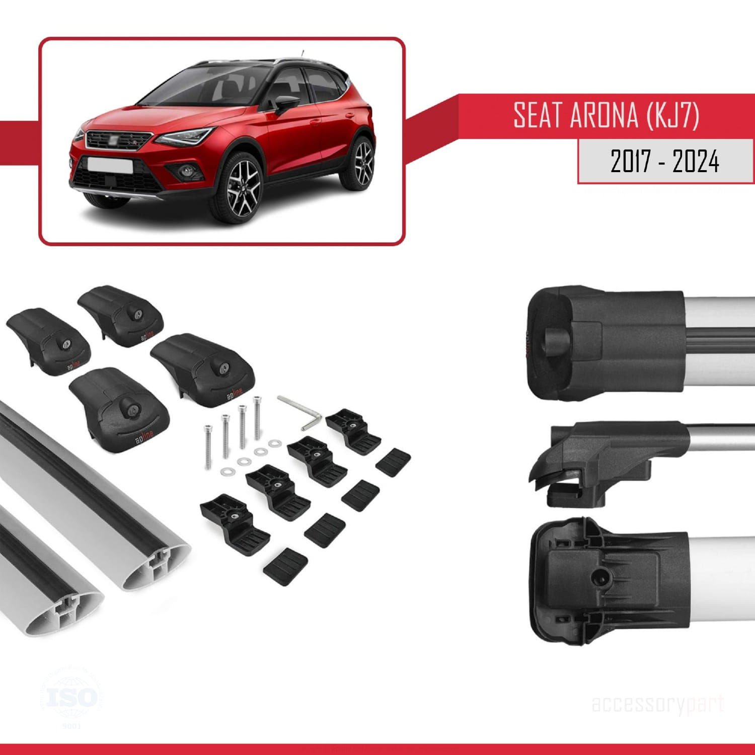 Seat Arona (KJ7) 2017 ve Sonrası ile uyumlu ACE-1 Ara Atkı Tavan Barı GRİ