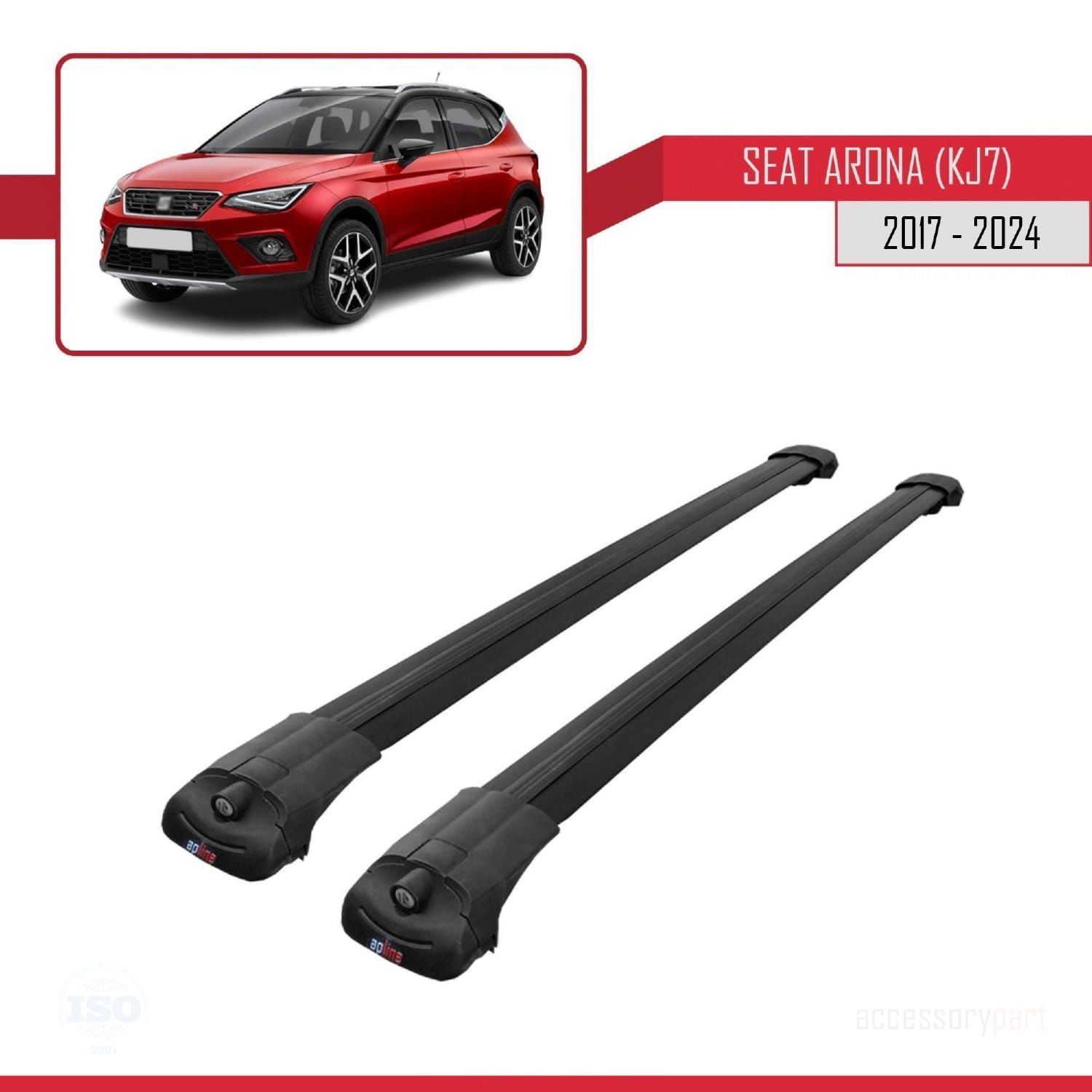 Seat Arona (KJ7) 2017 ve Sonrası ile uyumlu ACE-1 Ara Atkı Tavan Barı SİYAH