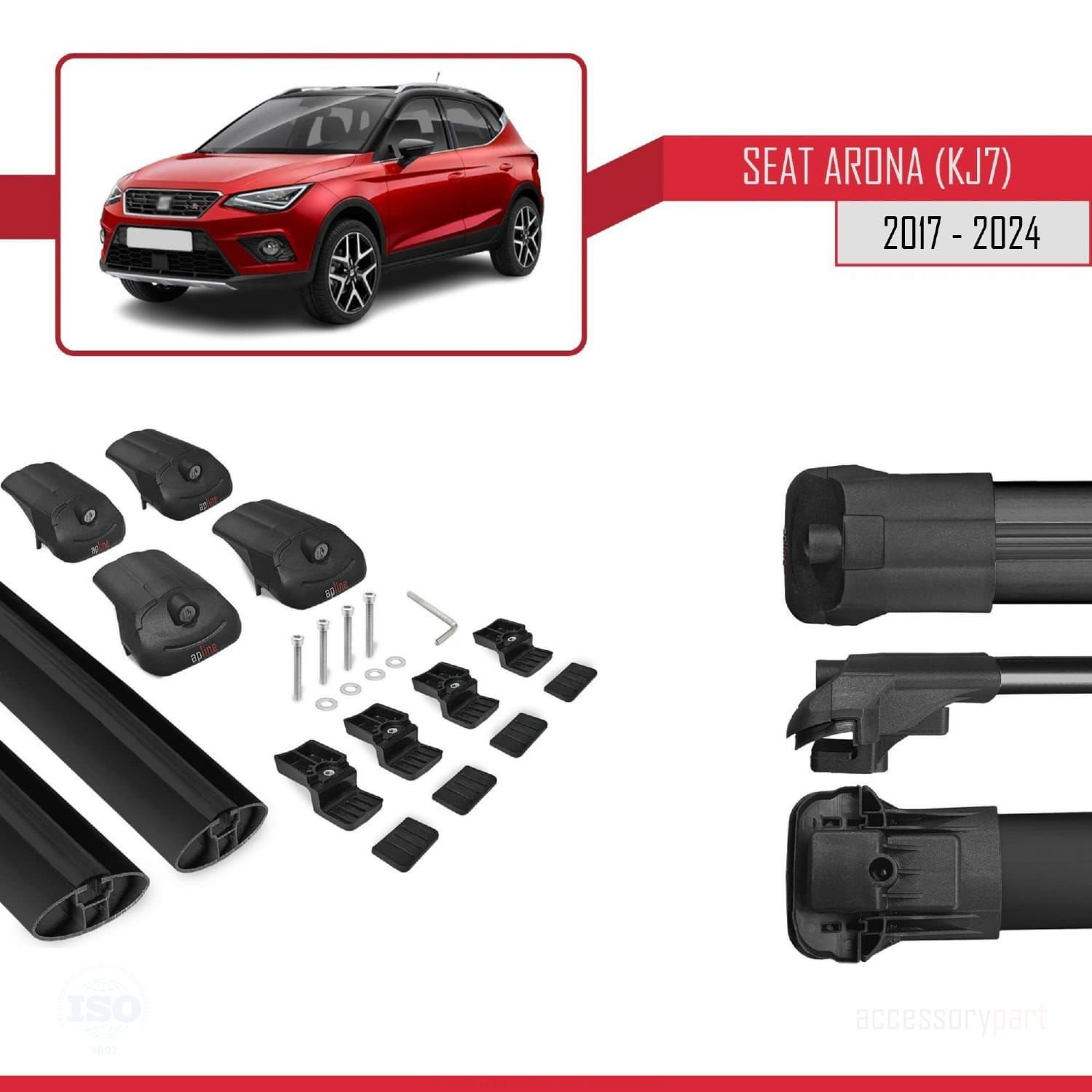 Seat Arona (KJ7) 2017 ve Sonrası ile uyumlu ACE-1 Ara Atkı Tavan Barı SİYAH