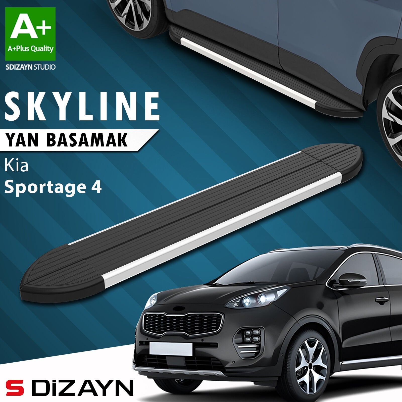 S-Dizayn Kia Sportage 4 Skyline Aluminyum Yan Basamak 173 Cm 2016-2021 A+ Kalite