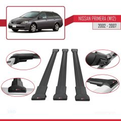 Nissan Primera (W12) 2002-2007 Arası ile Uyumlu FLY Model Ara Atkı Tavan Barı SİYAH 3 ADET BAR