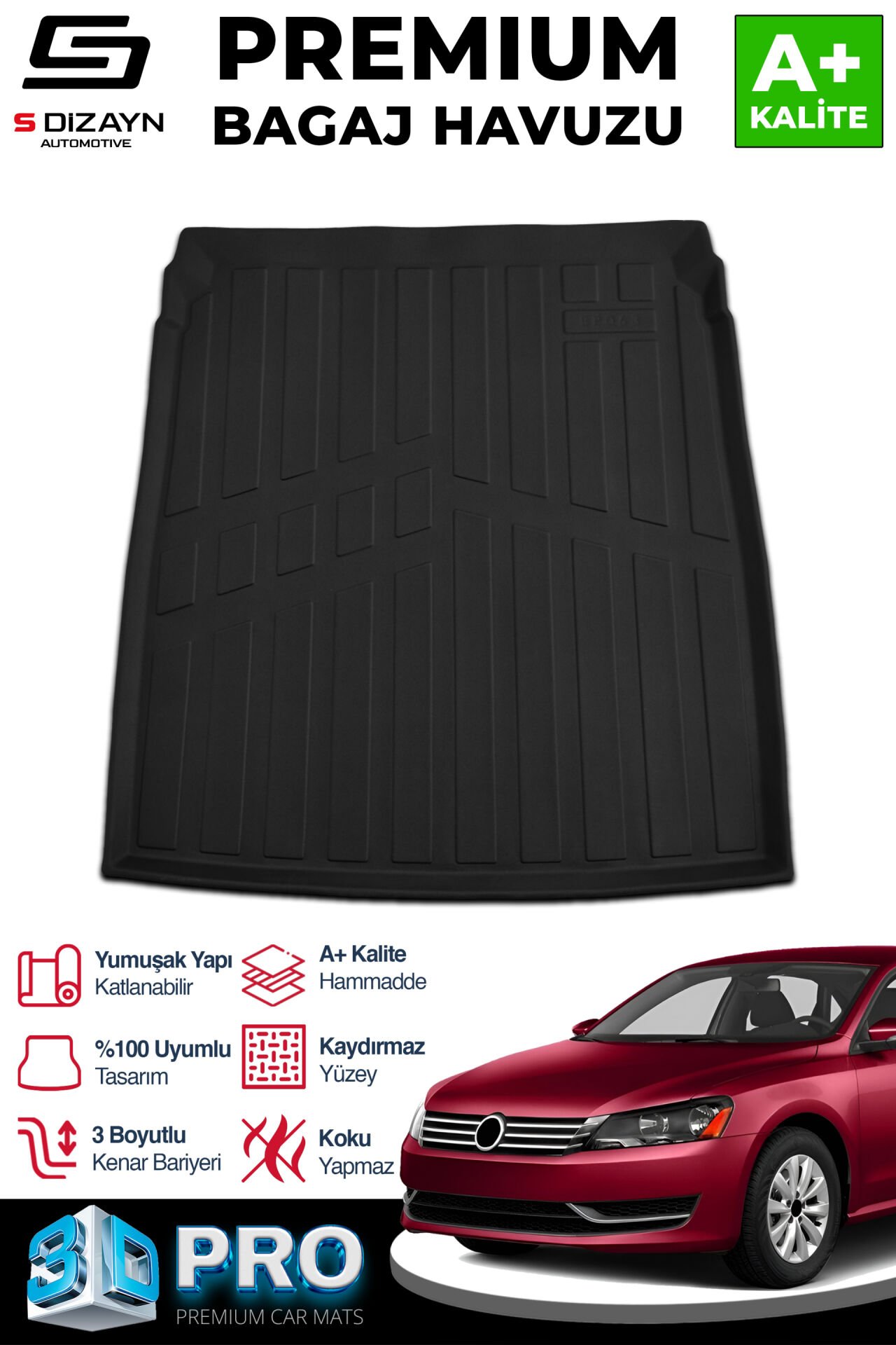 S-Dizayn Volkswagen Passat B7 3D Pro Bagaj Havuzu 2010-2015 A+ Kalite