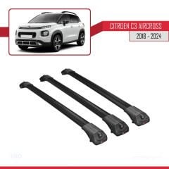 Citroen C3 Aircross 2018 ve Sonrası ile uyumlu ACE-1 Ara Atkı Tavan Barı SİYAH 3 ADET BAR