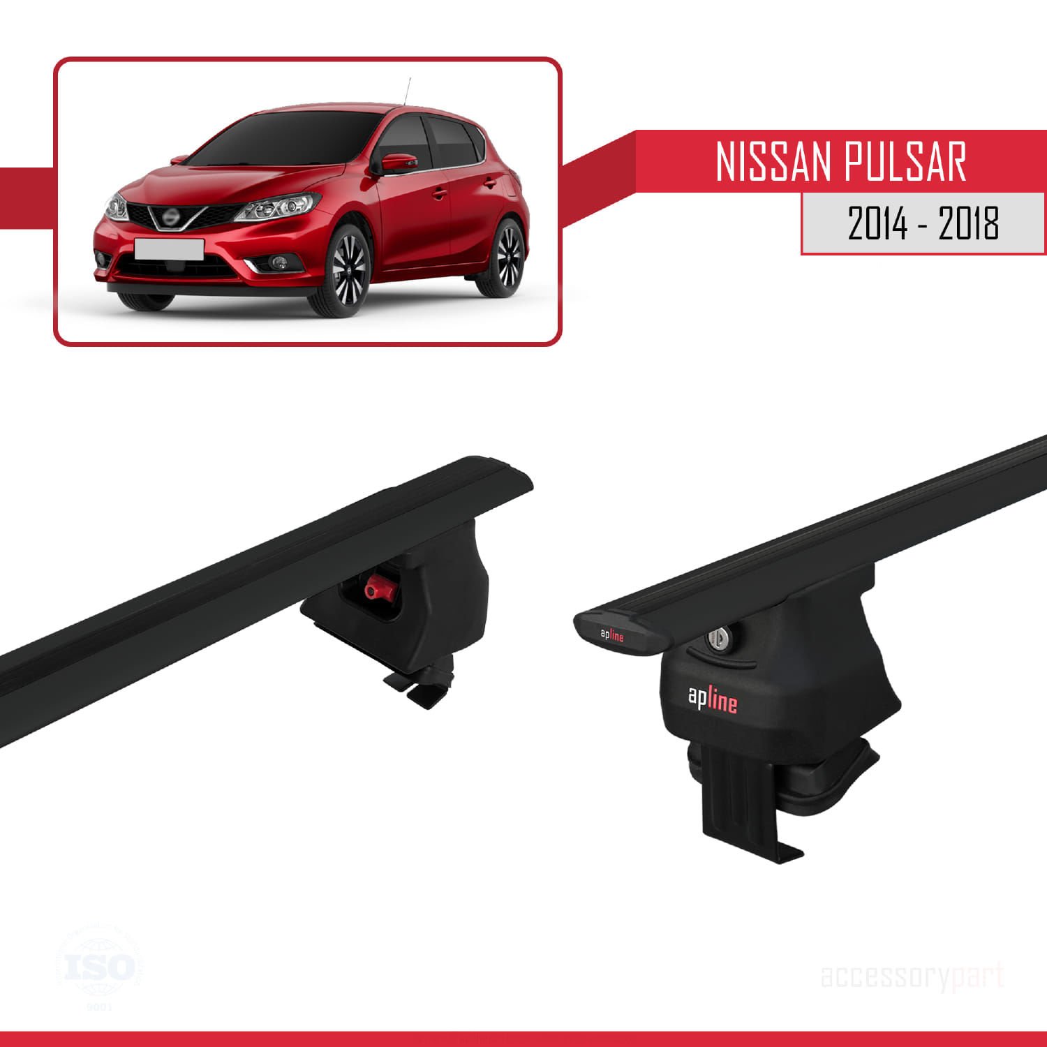 Nissan Pulsar 2014-2018 Arası ile uyumlu ACE-4 Ara Atkı Tavan Barı SİYAH