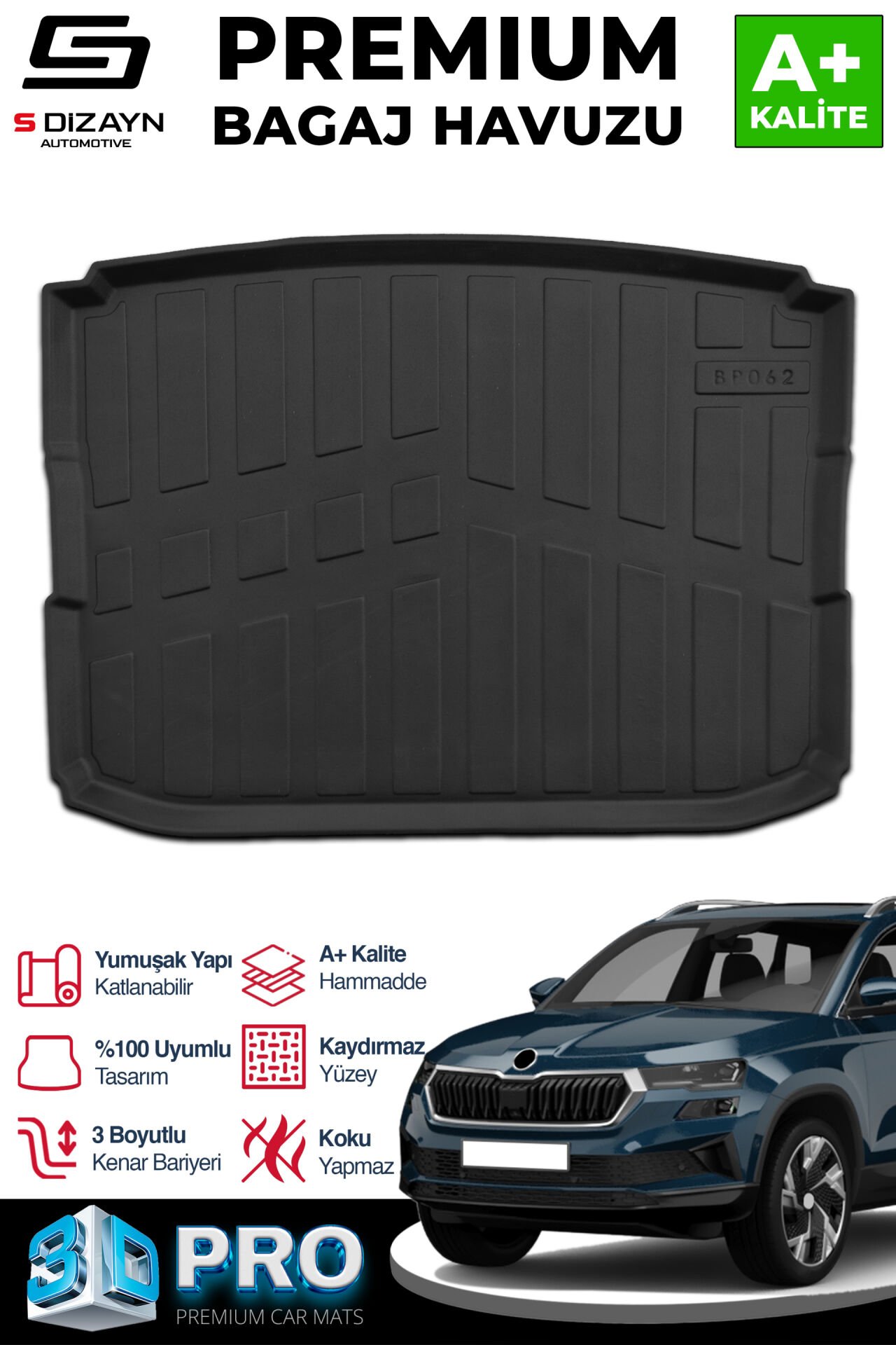 S-Dizayn Skoda Karoq 3D Pro Bagaj Havuzu 2017 Üzeri A+ Kalite