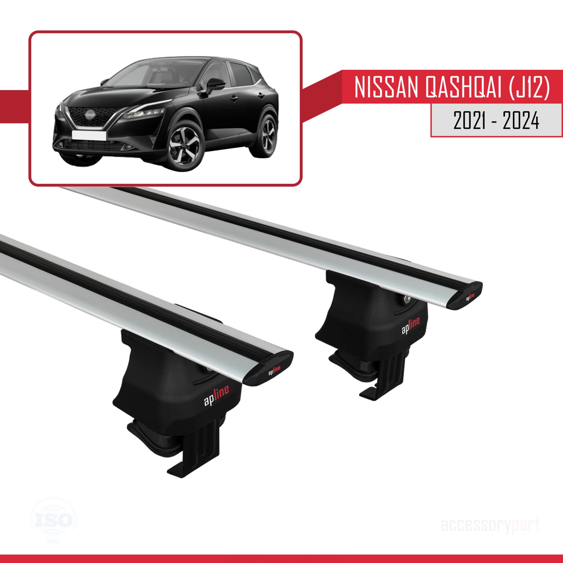 Nissan Qashqai (J12) 2021 ve Sonrası ile uyumlu ACE-4 Ara Atkı Tavan Barı GRİ