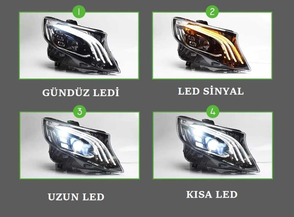 Mercedes W447 Uyumlu Vıto Maybach Versiyon LED Far Seti