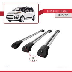 Citroen C3 Picasso 2007 - 2017 Arası ile uyumlu ACE-1 Ara Atkı Tavan Barı GRİ 3 ADET BAR