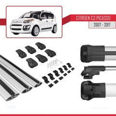 Citroen C3 Picasso 2007 - 2017 Arası ile uyumlu ACE-1 Ara Atkı Tavan Barı GRİ 3 ADET BAR
