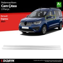 S-Dizayn Renault Express Krom Cam Çıtası 2 Prç. 2021 Üzeri