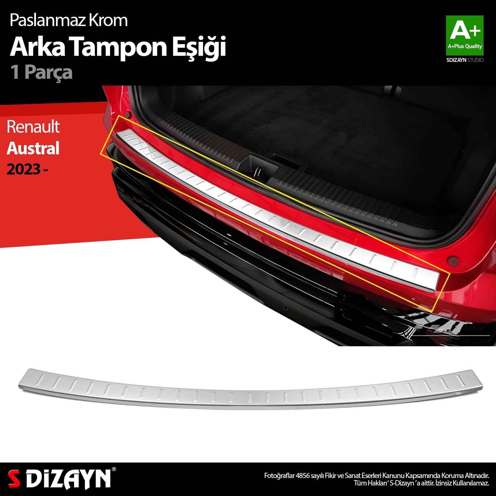 S-Dizayn Renault Austral Krom Arka Tampon Eşiği 2023 Üzeri A+ Kalite