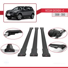 Nissan Qashqai +2 2008-2013 Arası ile uyumlu FLY Model Ara Atkı Tavan Barı SİYAH 3 ADET BAR
