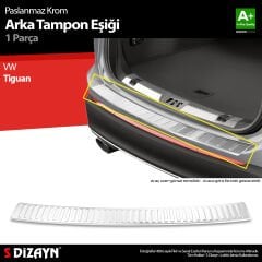 S-Dizayn VW Tiguan Krom Arka Tampon Eşiği 2024 Üzeri A+ Kalite