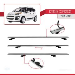 Citroen C3 Picasso 2009-2017 Arası ile uyumlu Basic Model Ara Atkı Tavan Barı GRİ 3 ADET