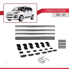 Citroen C3 Picasso 2009-2017 Arası ile uyumlu Basic Model Ara Atkı Tavan Barı GRİ 3 ADET
