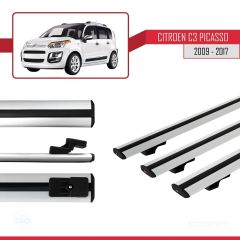 Citroen C3 Picasso 2009-2017 Arası ile uyumlu Basic Model Ara Atkı Tavan Barı GRİ 3 ADET