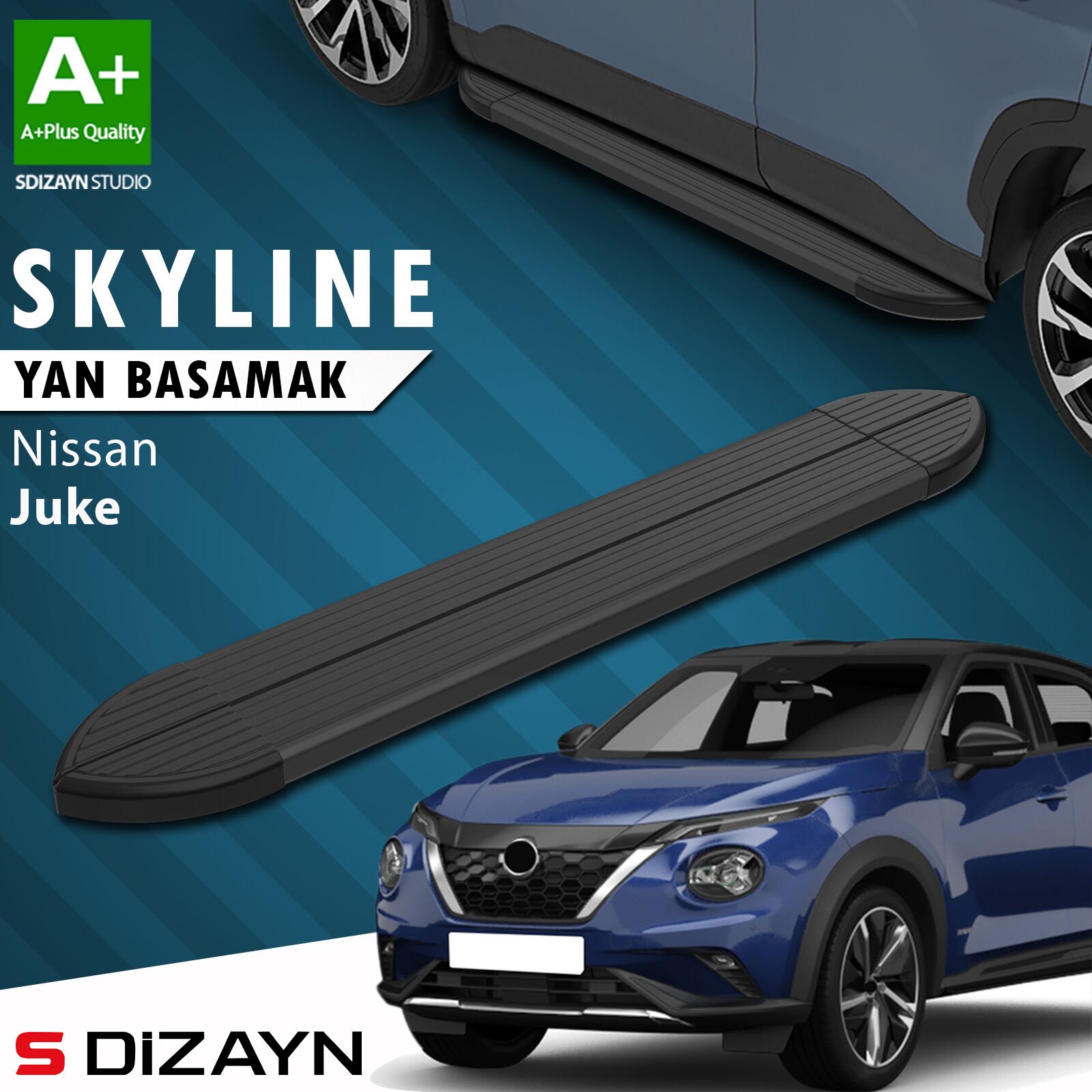 S-Dizayn Nissan Juke 2 Skyline Siyah Yan Basamak 173 Cm 2019 Üzeri A+ Kalite