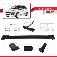 Citroen C3 Picasso 2009-2017 Arası ile Uyumlu FLY Model Ara Atkı Tavan Barı SİYAH