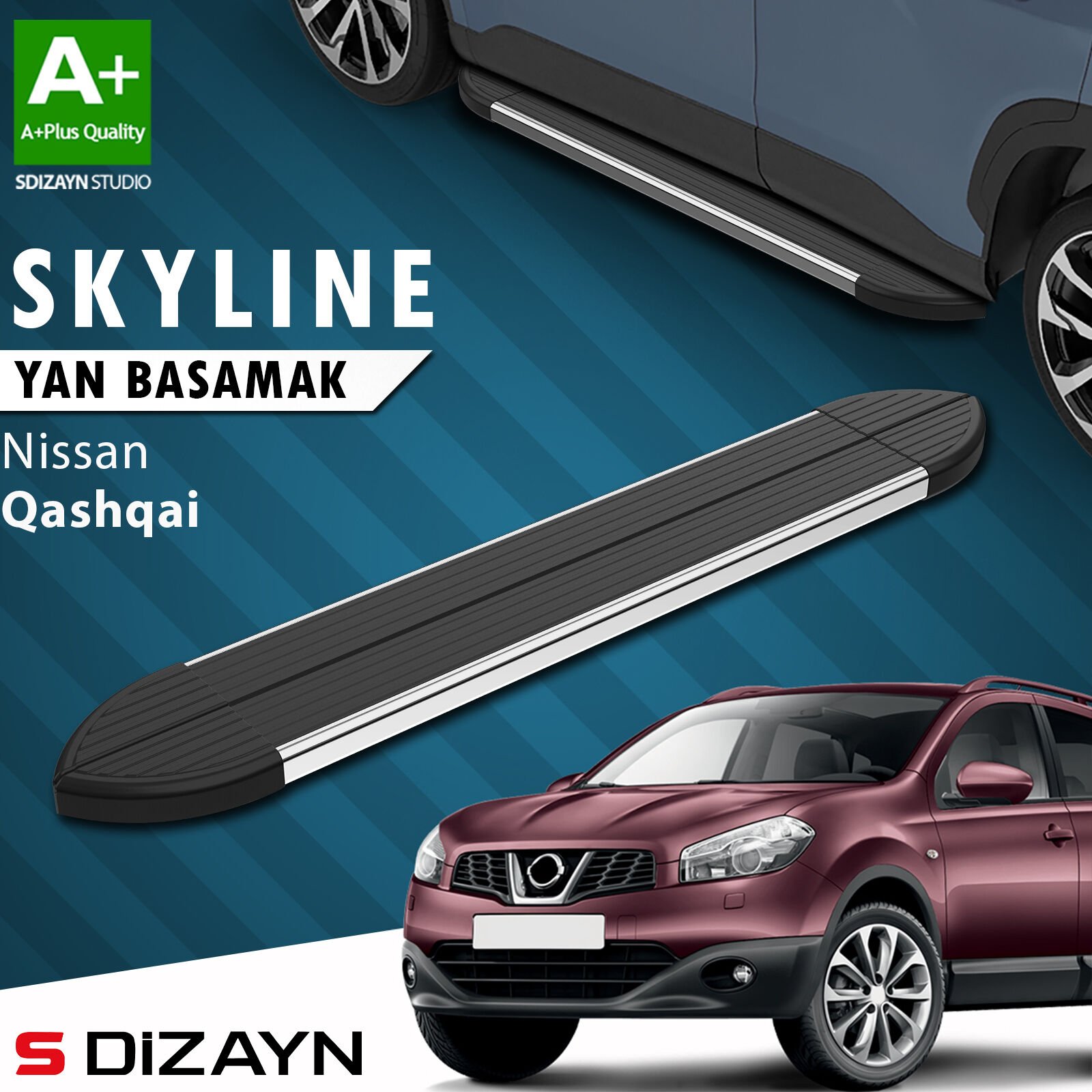 S-Dizayn Nissan Qashqai Skyline Krom Yan Basamak 173 Cm 2007-2014 A+ Kalite