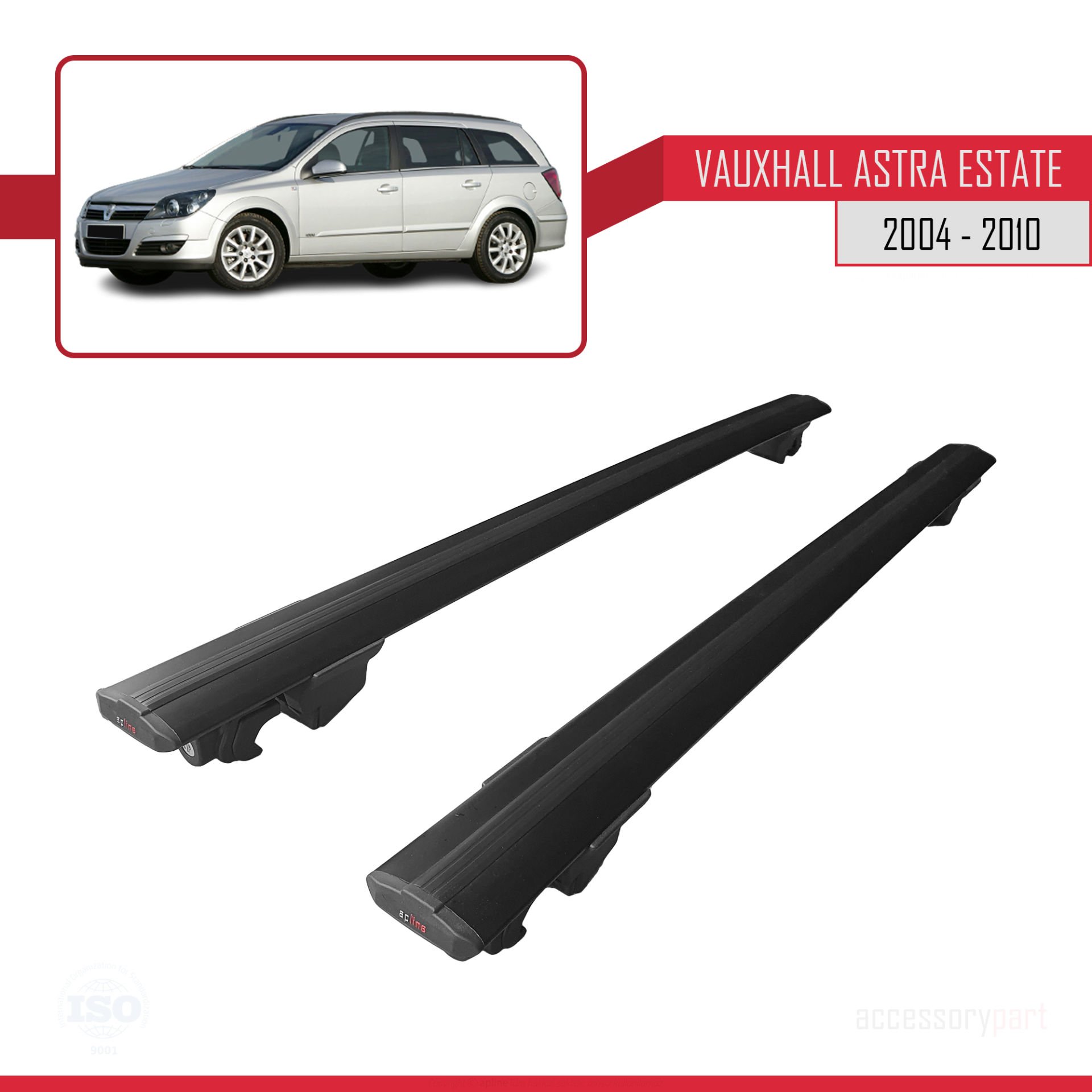 Vauxhall Astra Mk5 Estate 2004-2010 Arası ile uyumlu HOOK Model Anahtar Kilitli Ara Atkı Tavan Barı SİYAH