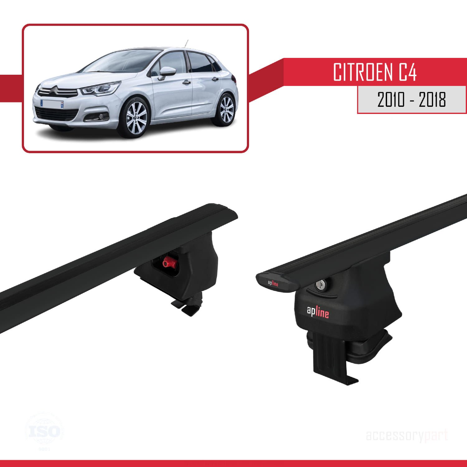 Citroen C4 2010-2018 Arası ile uyumlu ACE-4 Ara Atkı Tavan Barı SİYAH