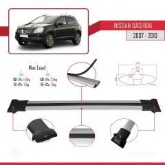 Nissan Qashqai 2007-2010 Arası ile uyumlu FLY Model Ara Atkı Tavan Barı GRİ