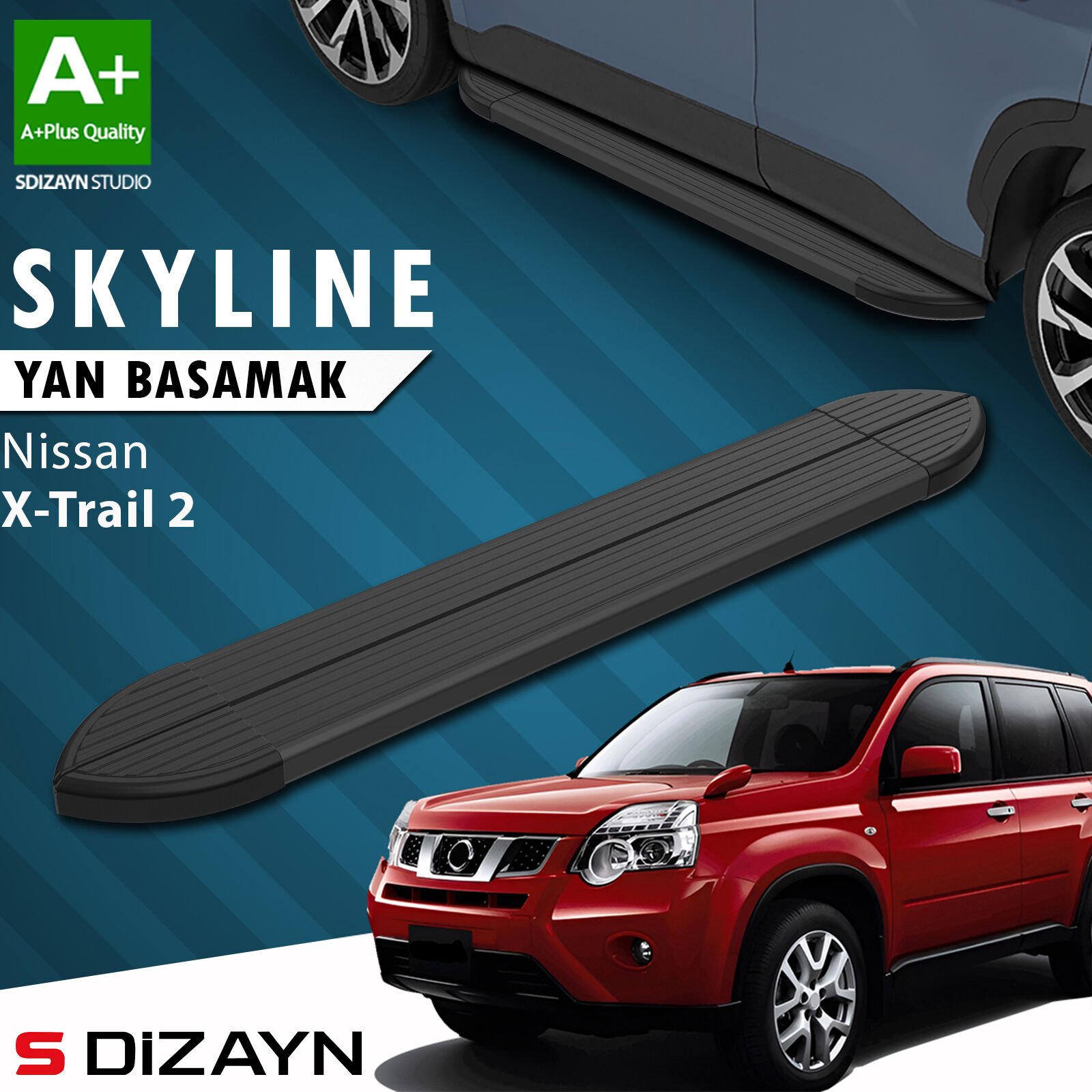 S-Dizayn Nissan X-Trail T31 Skyline Siyah Yan Basamak 173 Cm 2007-2014 A+ Kalite