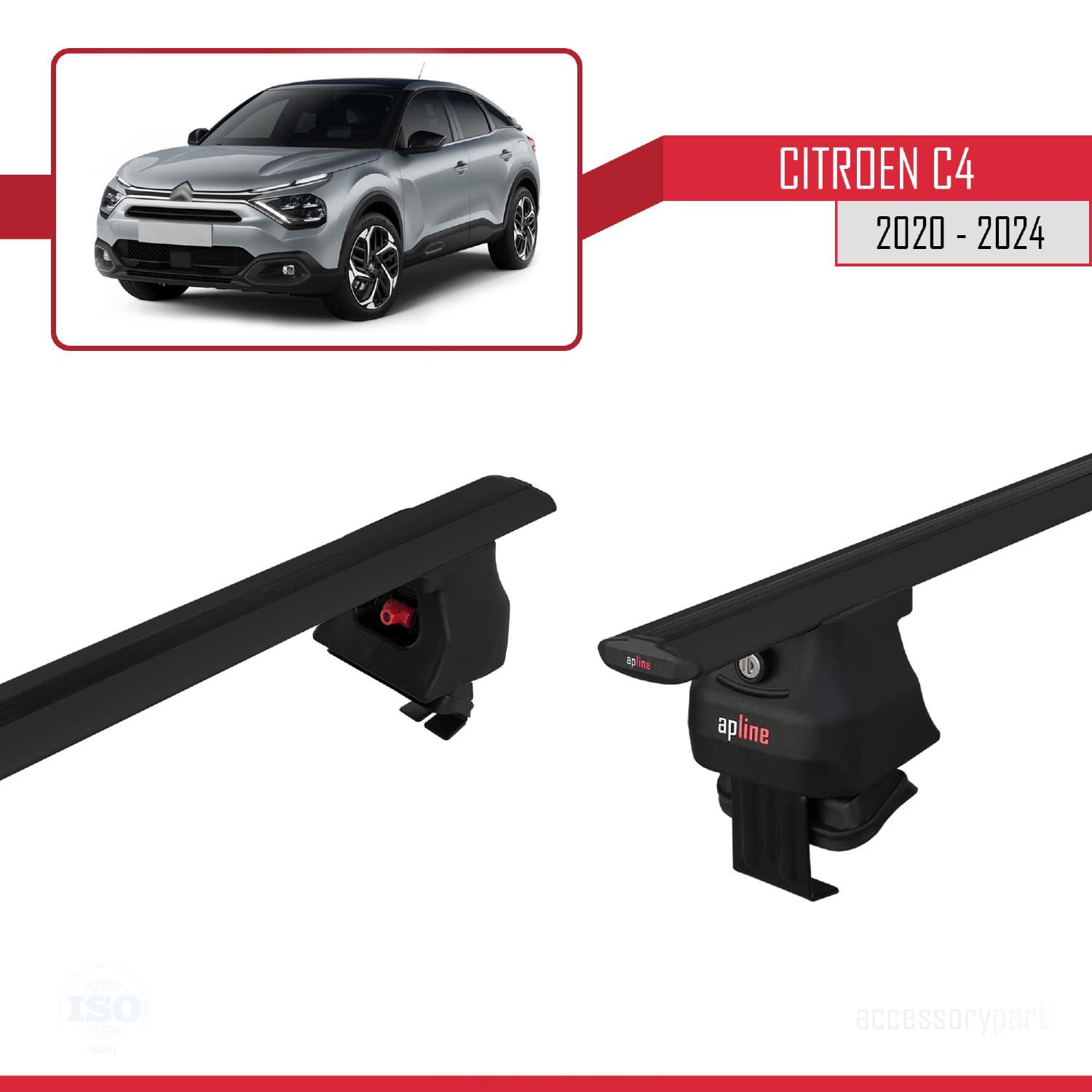 Citroen C4 2020 ve Sonrası ile uyumlu ACE-4 Ara Atkı Tavan Barı SİYAH