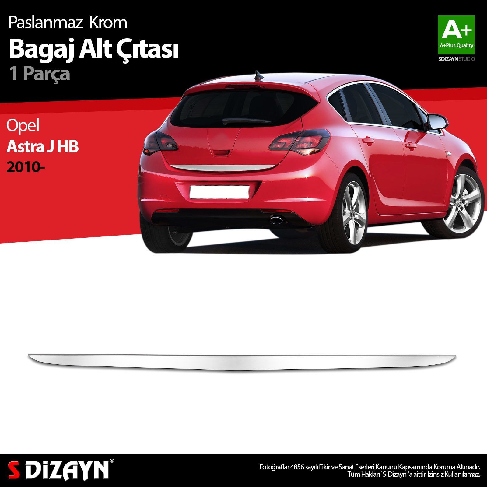 Opel Astra Uyumlu J Hatchback Krom Bagaj Alt Çıta 2010 Üzeri