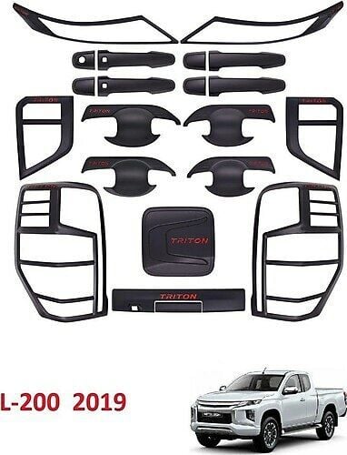 Mitsubishi L200 Uyumlu Dış Kaplama Seti Siyah Set Full 2019+ 17 Parça