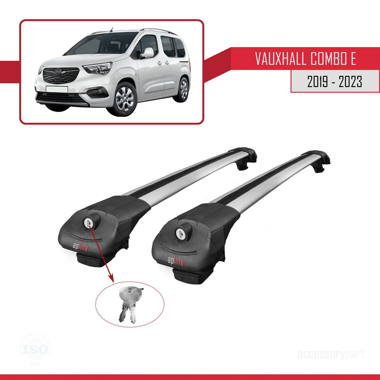 Vauxhall Combo E 2019-2023 Arası ile uyumlu ACE-1 Ara Atkı Tavan Barı GRİ