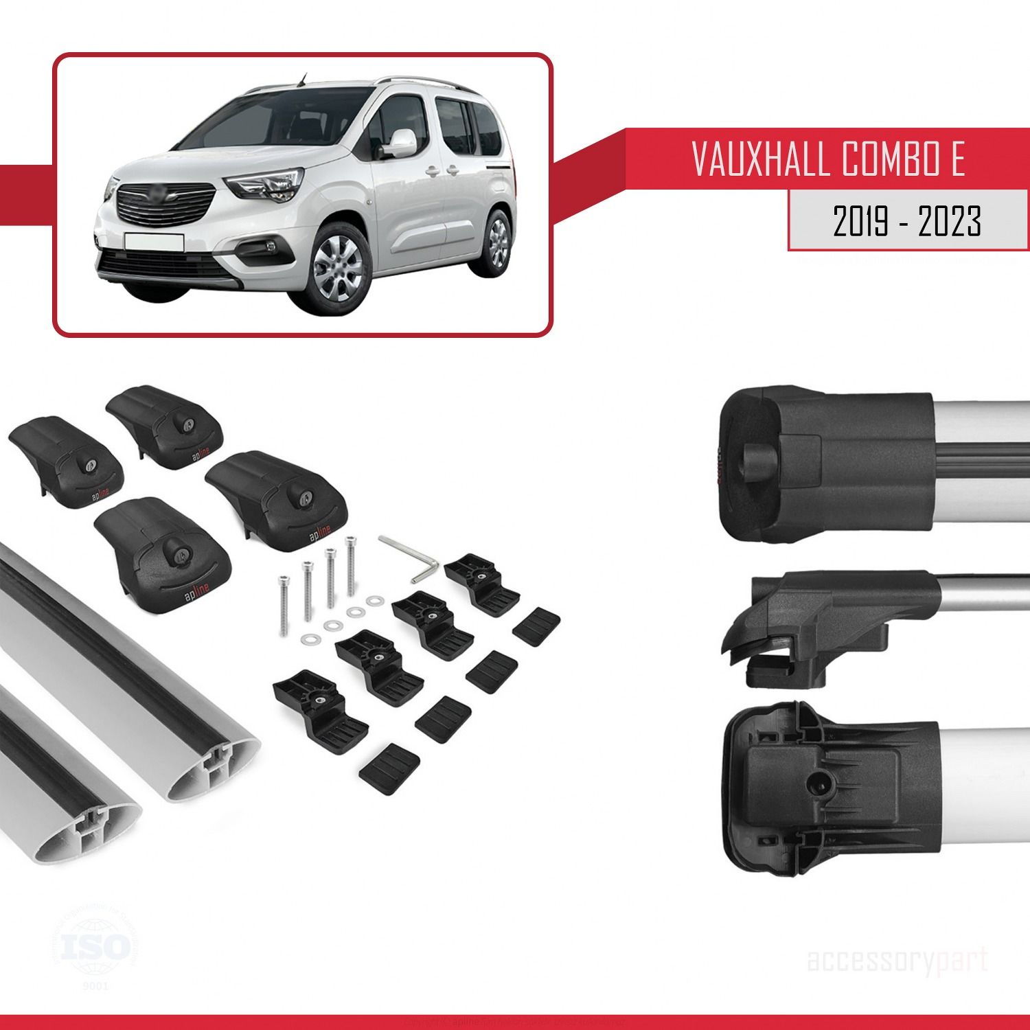 Vauxhall Combo E 2019-2023 Arası ile uyumlu ACE-1 Ara Atkı Tavan Barı GRİ