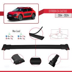 Citroen C4 Cactus 2014 ve Sonrası ile Uyumlu FLY Model Ara Atkı Tavan Barı SİYAH