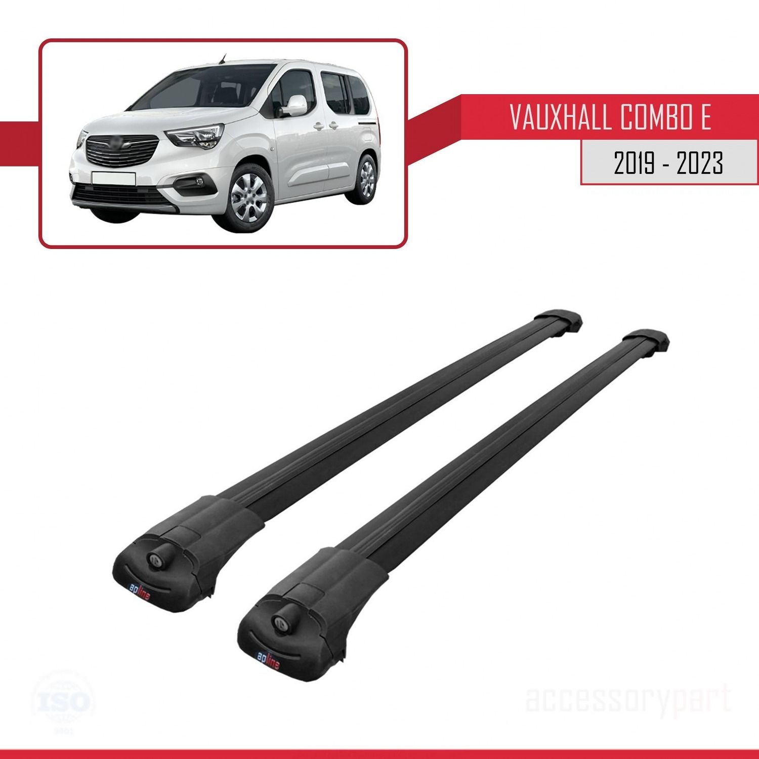 Vauxhall Combo E 2019-2023 Arası ile uyumlu ACE-1 Ara Atkı Tavan Barı SİYAH