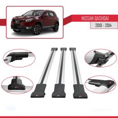 Nissan Qashqai 2010-2014 Arası ile Uyumlu FLY Model Ara Atkı Tavan Barı GRİ 3 ADET BAR