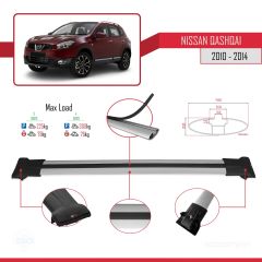 Nissan Qashqai 2010-2014 Arası ile Uyumlu FLY Model Ara Atkı Tavan Barı GRİ 3 ADET BAR