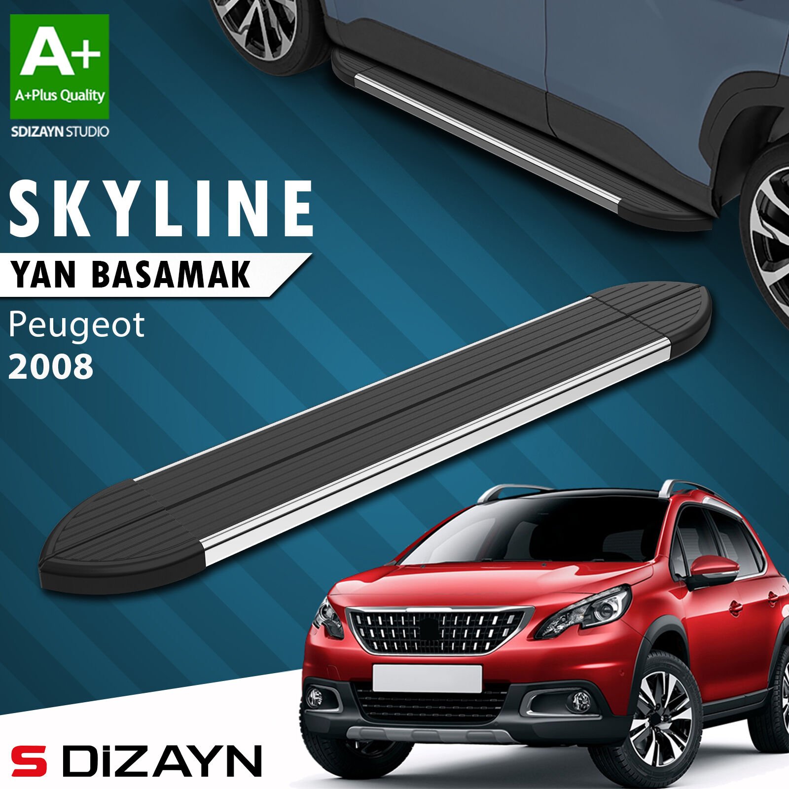S-Dizayn Peugeot 2008 Skyline Krom Yan Basamak 173 Cm 2013-2019 A+ Kalite