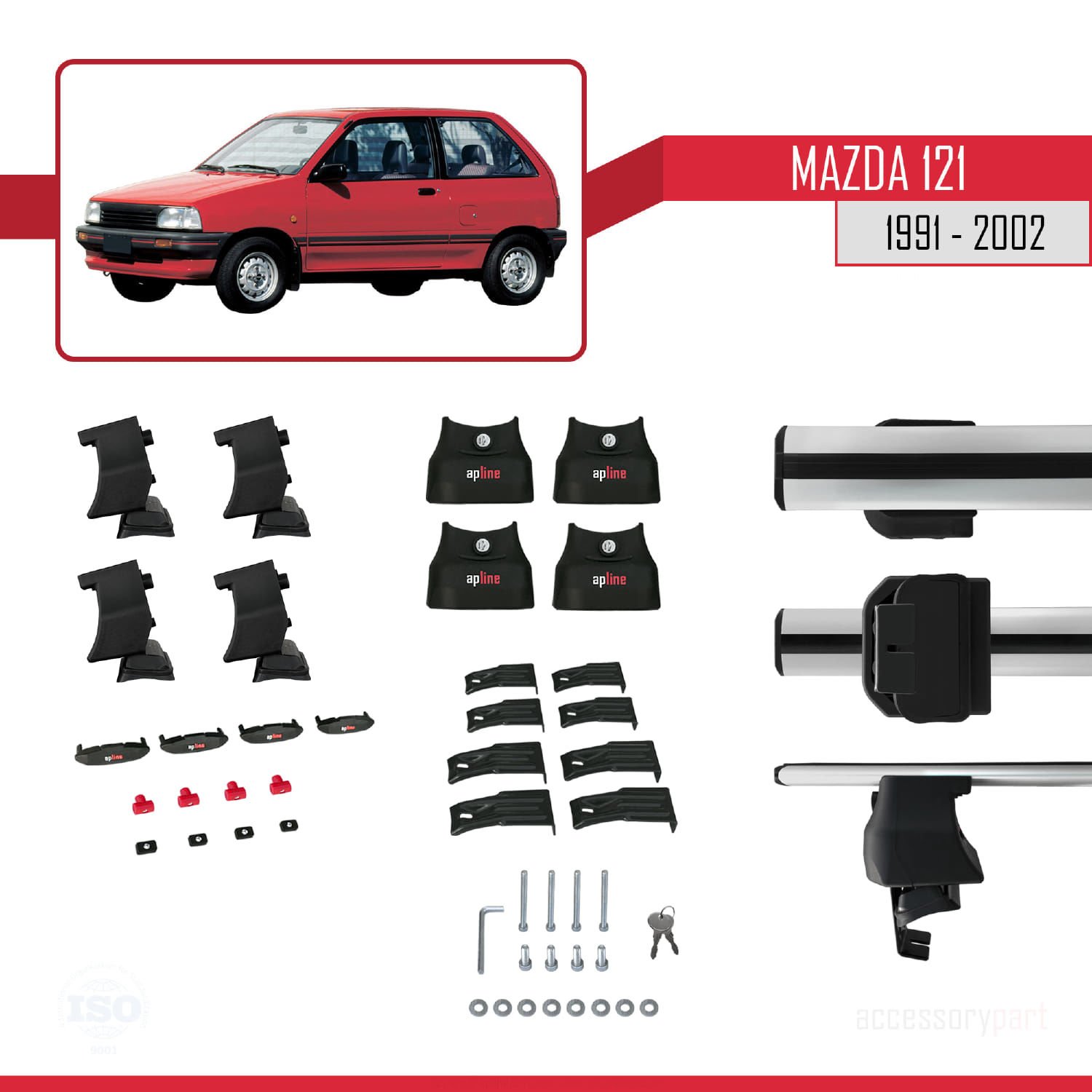 Mazda 121 1991-2002 Arası ile uyumlu ACE-4 Ara Atkı Tavan Barı GRİ
