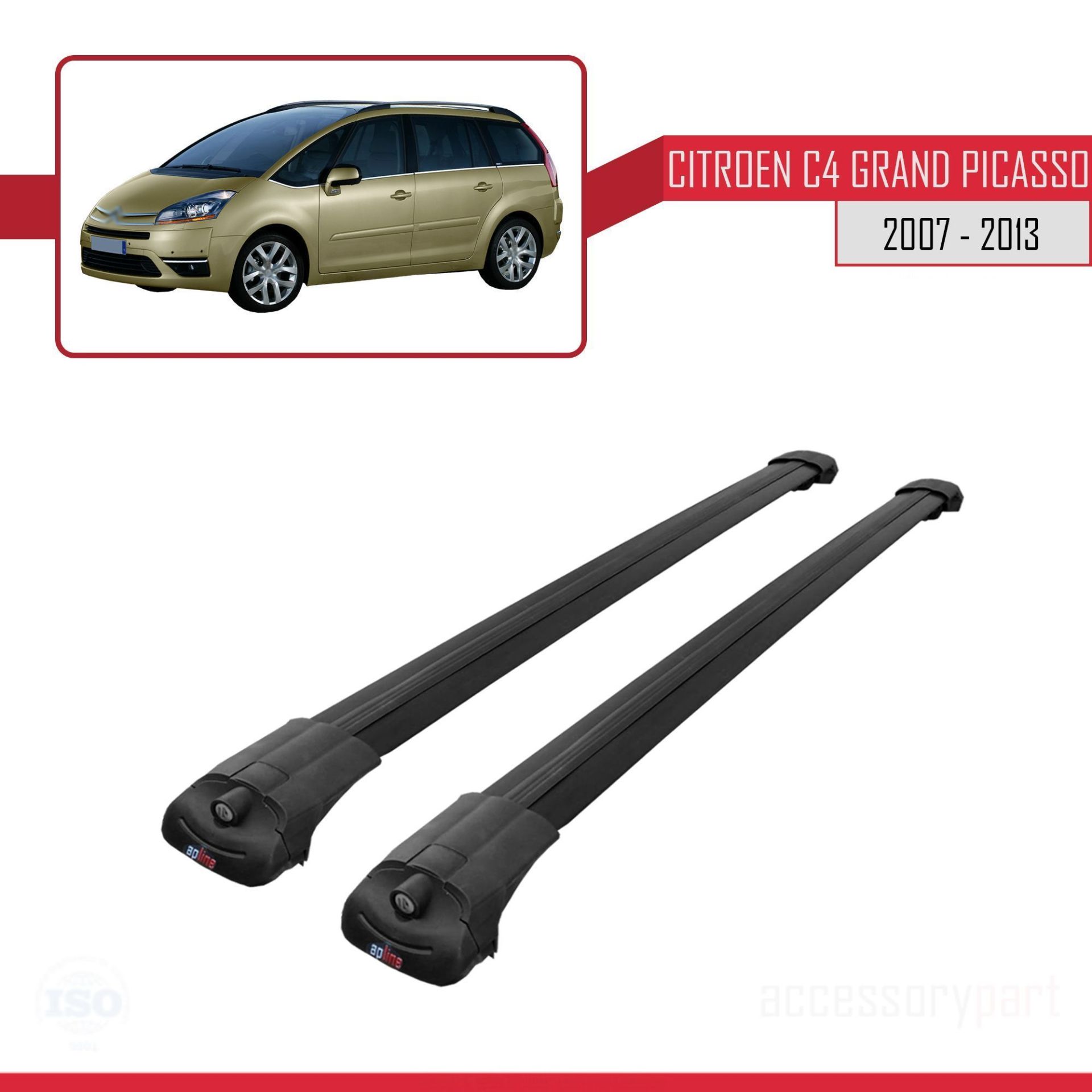 Citroen C4 Grand Picasso 2007-2013 Arası ile uyumlu ACE-1 Ara Atkı Tavan Barı SİYAH